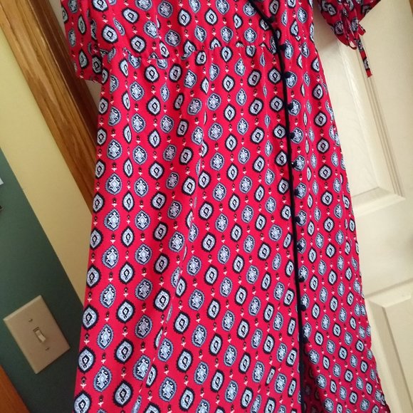 Tristan red geometric print maxi dress NWOT - Picture 4 of 13